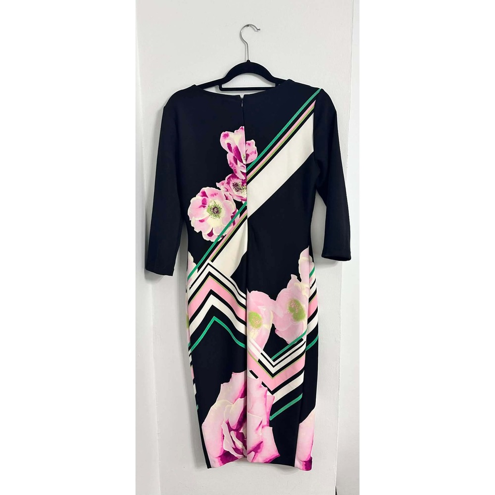 ECI New York Floral Sheath Dress 3/4 Sleeve Stretch Zipper Back Woman 8‎ - Picture 3 of 8